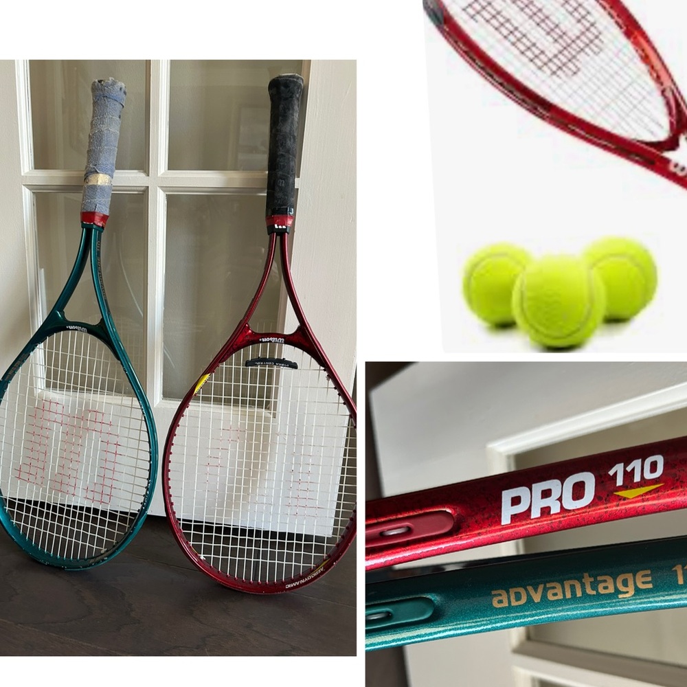 Wilson Pro 110 and Advantage 110 Dual Tennis Racket Set - Teal and Burgundy